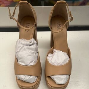 INC International Concepts Women's Beige Chunky Platform Heels